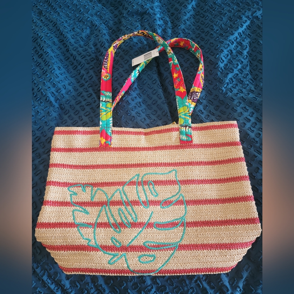 Vera Bradley Straw Tote Bag in Rumba NWT